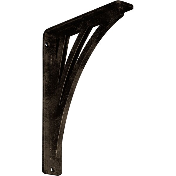 Ekena Millwork Nevio Wrought Iron Bracket, (Single center brace), Antiqued Brass 1 1/2"W x 7 1/2"D x 10"H BKTM01X07X10SNEABS - main